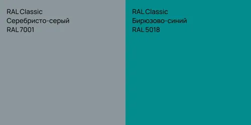RAL 7001 Серебристо-серый vs RAL 5018 Бирюзово-синий