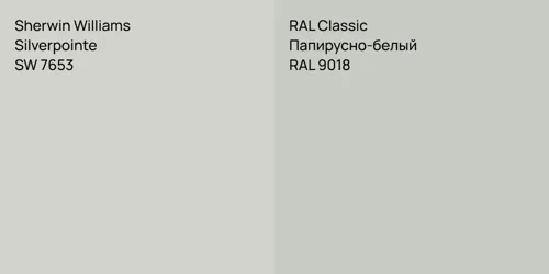 SW 7653 Silverpointe vs RAL 9018 Папирусно-белый