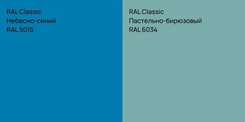 RAL 5015 Небесно-синий vs RAL 6034 Пастельно-бирюзовый