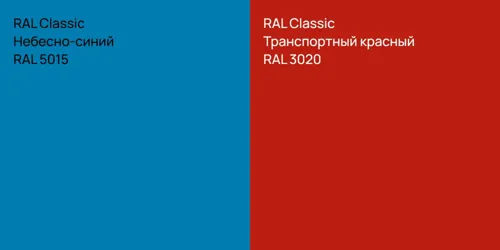RAL 5015 Небесно-синий vs RAL 3020 Транспортный красный