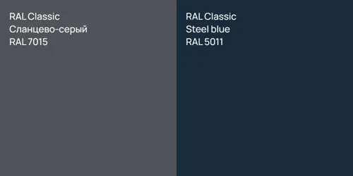 RAL 7015 Сланцево-серый vs RAL 5011  Steel blue