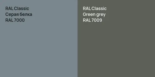 RAL 7000 Серая белка vs RAL 7009  Green grey