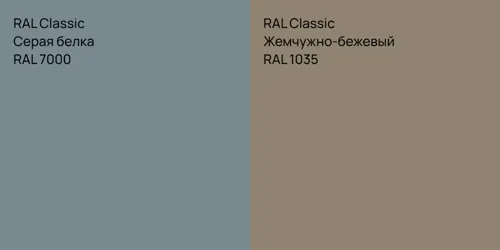 RAL 7000 Серая белка vs RAL 1035 Жемчужно-бежевый