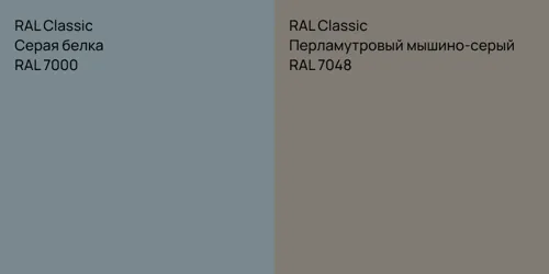 RAL 7000 Серая белка vs RAL 7048 Перламутровый мышино-серый