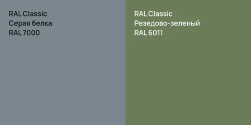 RAL 7000 Серая белка vs RAL 6011 Резедово-зеленый