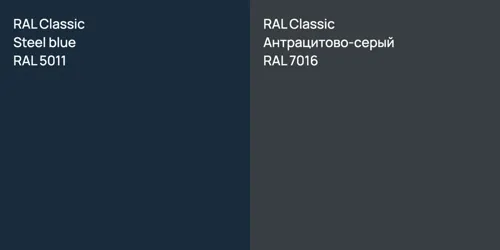 RAL 5011  Steel blue vs RAL 7016 Антрацитово-серый