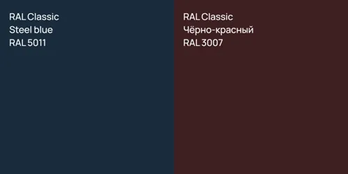 RAL 5011  Steel blue vs RAL 3007 Чёрно-красный