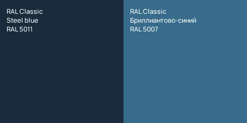 RAL 5011  Steel blue vs RAL 5007 Бриллиантово-синий