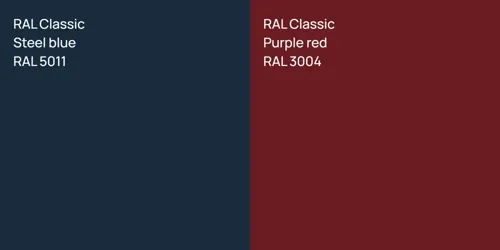 RAL 5011  Steel blue vs RAL 3004  Purple red