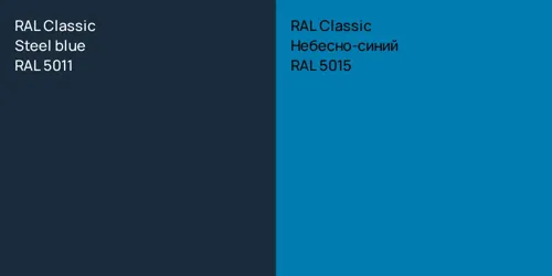 RAL 5011  Steel blue vs RAL 5015 Небесно-синий