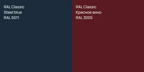 RAL 5011  Steel blue vs RAL 3005 Красное вино
