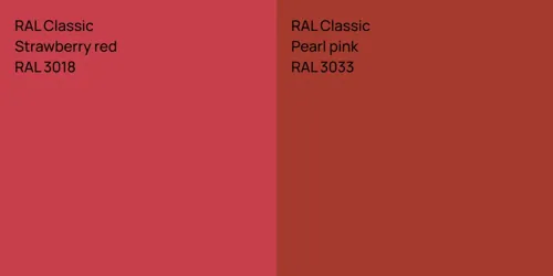 RAL 3018  Strawberry red vs RAL 3033  Pearl pink