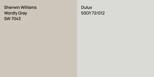 SW 7043 Wordly Gray vs 50GY 72/012 null