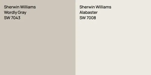 SW 7043 Wordly Gray vs SW 7008 Alabaster