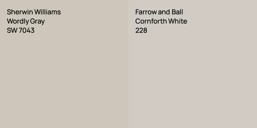 SW 7043 Wordly Gray vs 228 Cornforth White
