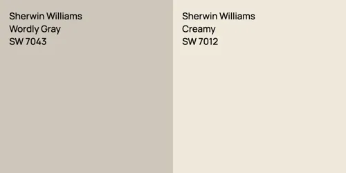 SW 7043 Wordly Gray vs SW 7012 Creamy