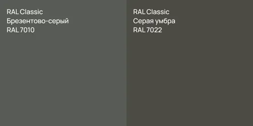 RAL 7010 Брезентово-серый vs RAL 7022 Серая умбра