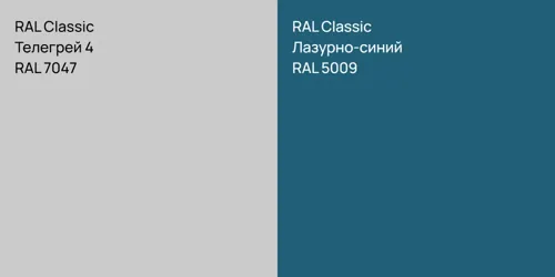 RAL 7047 Телегрей 4 vs RAL 5009 Лазурно-синий