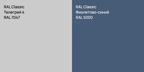 RAL 7047 Телегрей 4 vs RAL 5000 Фиолетово-синий