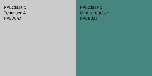 RAL 7047 Телегрей 4 vs RAL 6033  Mint turquoise