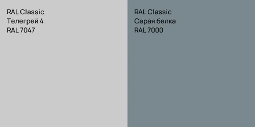 RAL 7047 Телегрей 4 vs RAL 7000 Серая белка