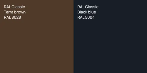 RAL 8028  Terra brown vs RAL 5004  Black blue