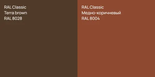 RAL 8028  Terra brown vs RAL 8004 Медно-коричневый