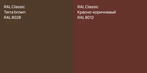 RAL 8028  Terra brown vs RAL 8012 Красно-коричневый