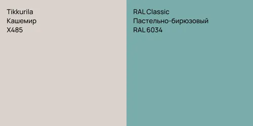 X485 Кашемир vs RAL 6034 Пастельно-бирюзовый