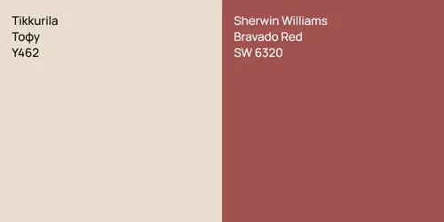 Y462 Тофу vs SW 6320 Bravado Red