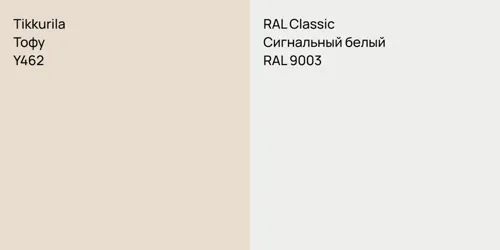 Y462 Тофу vs RAL 9003 Сигнальный белый