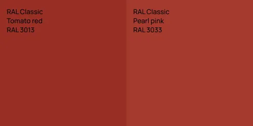 RAL 3013  Tomato red vs RAL 3033  Pearl pink