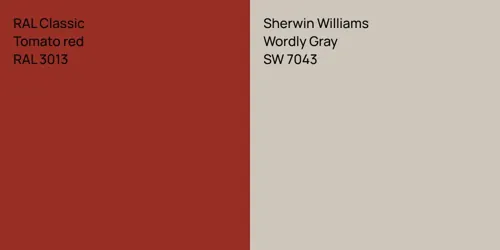 RAL 3013  Tomato red vs SW 7043 Wordly Gray
