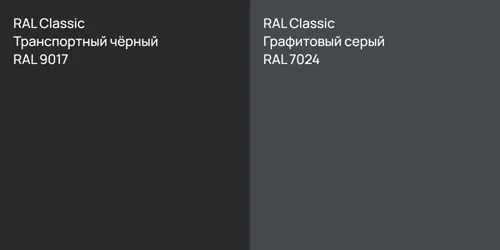 RAL 9017 Транспортный чёрный vs RAL 7024 Графитовый серый