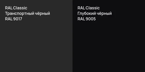 RAL 9017 Транспортный чёрный vs RAL 9005 Глубокий чёрный