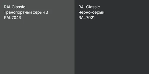 RAL 7043 Транспортный серый B vs RAL 7021 Чёрно-серый