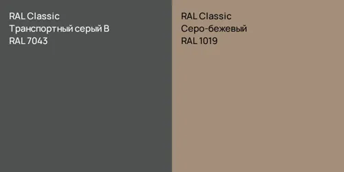 RAL 7043 Транспортный серый B vs RAL 1019 Серо-бежевый