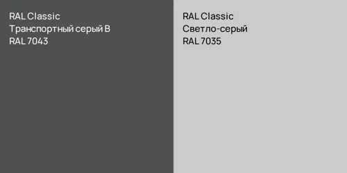 RAL 7043 Транспортный серый B vs RAL 7035 Светло-серый