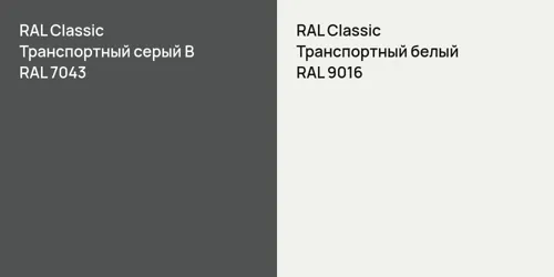 RAL 7043 Транспортный серый B vs RAL 9016 Транспортный белый