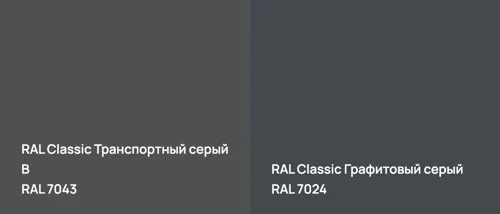 RAL 7043 Транспортный серый B vs RAL 7024 Графитовый серый