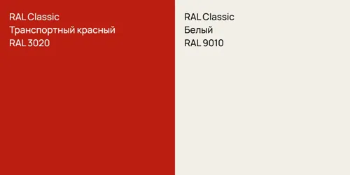 RAL 3020 Транспортный красный vs RAL 9010 Белый