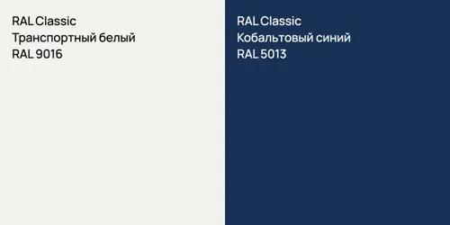 RAL 9016 Транспортный белый vs RAL 5013 Кобальтовый синий