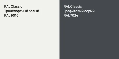 RAL 9016 Транспортный белый vs RAL 7024 Графитовый серый