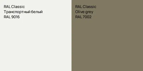 RAL 9016 Транспортный белый vs RAL 7002  Olive grey