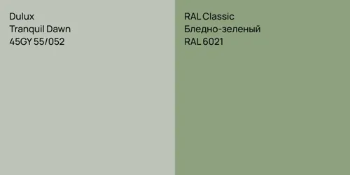 45GY 55/052 Tranquil Dawn vs RAL 6021 Бледно-зеленый