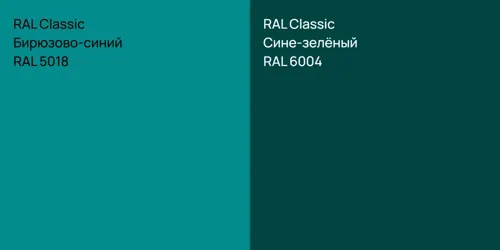 RAL 5018 Бирюзово-синий vs RAL 6004 Сине-зелёный