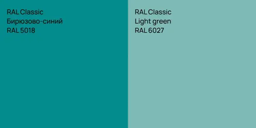 RAL 5018 Бирюзово-синий vs RAL 6027  Light green