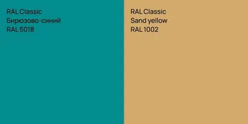 RAL 5018 Бирюзово-синий vs RAL 1002 Sand yellow