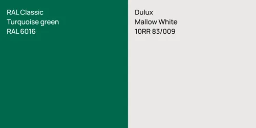 RAL 6016  Turquoise green vs 10RR 83/009 Mallow White