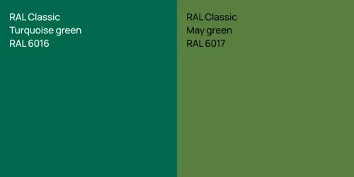 RAL 6016  Turquoise green vs RAL 6017  May green